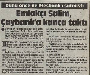 MİLLİYET ÇAY BANK'A KANCA TAKTI 02.09.1987