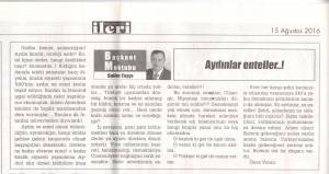 AYDINLAR ENTELLER! (İLERİ GAZETESİ 15 AĞUSTOS 2016)
