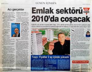 SABAH GAZ.EMLAK SEKTÖRÜ 2010'DA COŞACAK 08.01.2010