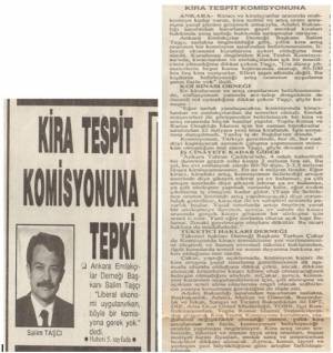 TASVİR KİRA TESPİT KOMİSYONUNA TEPKİ 03.11.1992