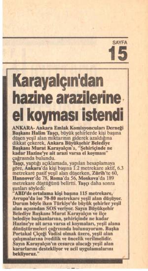 SABAH HAZİNE ARAZİLERİNE EL KOYMASI İSTENDİ 07.01.1993