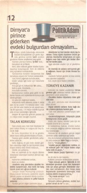 AKŞAM POLİTİK ADAM 25.06.2001