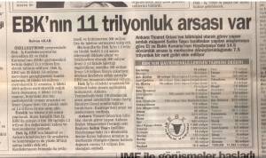 MİLLİYET EBK'NIN 11 TRİLYONLUK ARSASI VAR 08.02.1995