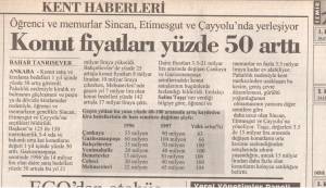 CUMHURİYET KONUT FİYATLARI %50 ARTTI 27.03.1997