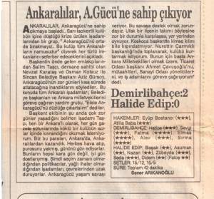 HÜRRİYET ANKARALILAR A.GÜCÜ'NE SAHİP ÇIKIYOR 04.06.1992