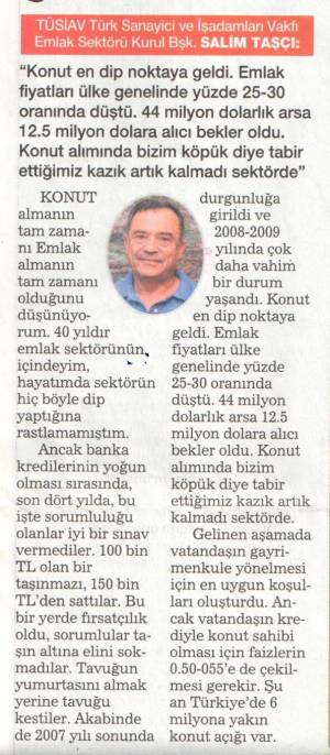 HABERTÜRK SEKTÖR DİP YAPTI, EMLAK ALMANIN TAM ZAMANI 25.01.2010