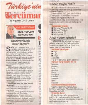 TERCÜMAN VELİ SARITOPRAK'IN KALEMİNDEN 15.08.2008