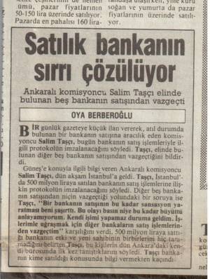 GÜNEŞ SATILIK BANKANIN SIRRI ÇÖZÜLÜYOR 01.12.1986