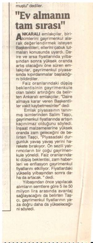 HÜRRİYET EV ALMANIN TAM SIRASI 16.12.1991