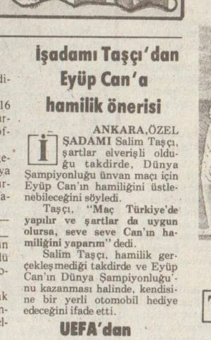MİLLİYET EYÜP CAN'A HAMİLİK ÖNERİSİ 13.10.1989