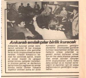 GÜNEŞ ANKARALI EMLAKÇILAR BİRLİK KURACAK 18.02.1985