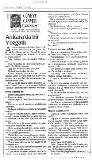 ANKARA’DA BİR YOZGATLI  Cüneyt CANVER (13 Mayıs 2000 Sabah Gazetesi)